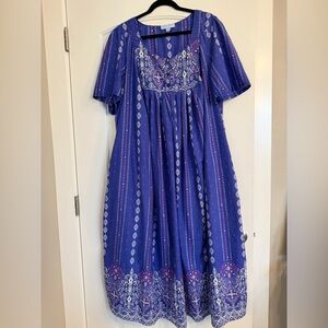 Only Necessities Cotton Purple Maxi Dress Mumu house dress, size 2X (26/28)